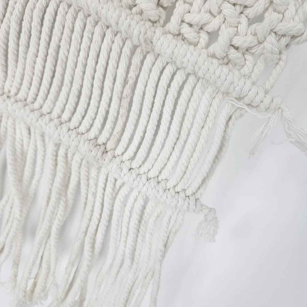 Mittal International Panipat White Macrame Rainbow Wall Hanging Decor